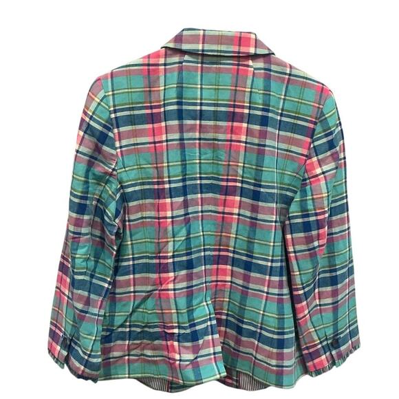 Talbots Womens Single Breasted Linen Blend Blazer Size 10 Plaid Preppy Classic - Picture 4 of 8